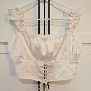 Ladies Social Tourist Ivory corset style square neck crop top NWT
